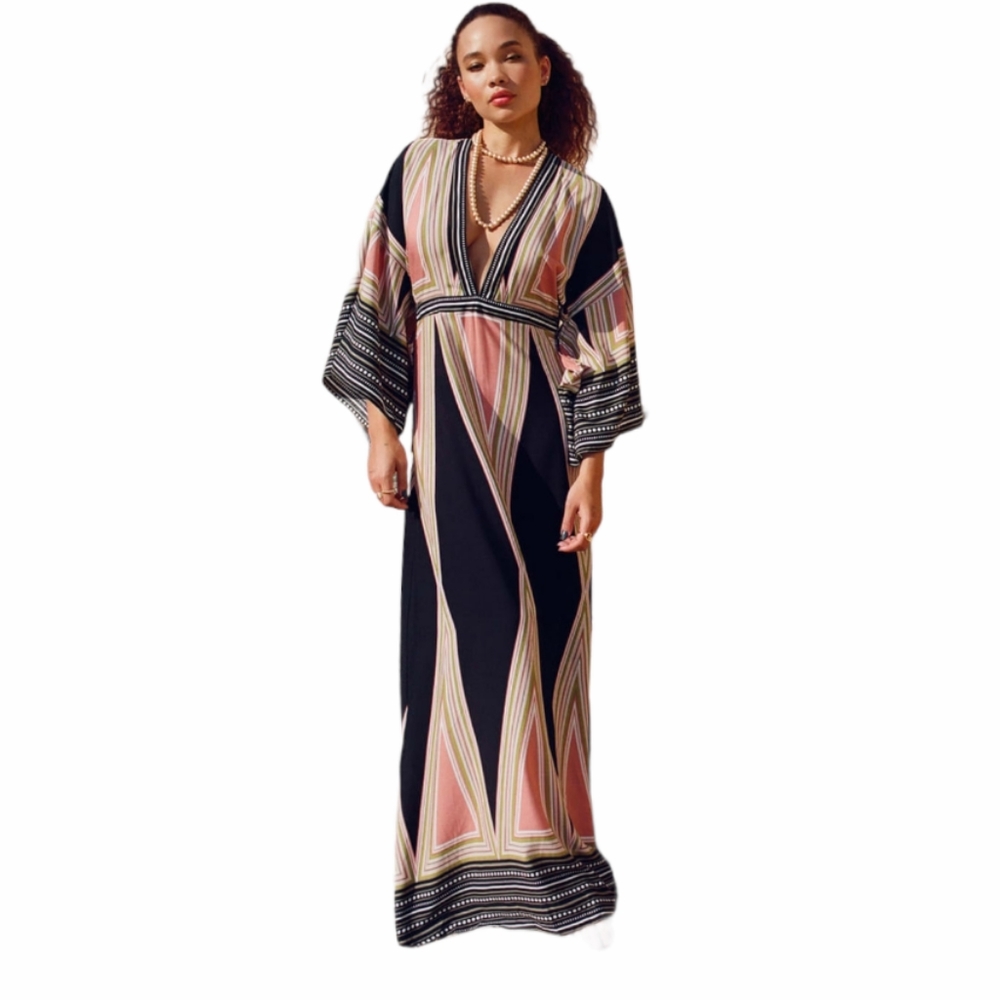 Lulu's Montecito Black Print Maxi Dress